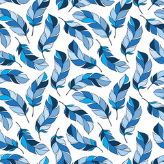 Vector hand drawn seamless patterns with feathers