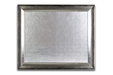 Decorative silver frame isolated on white. Silver pattern inside.