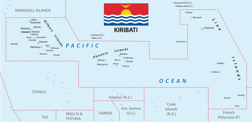 kiribati map with flag