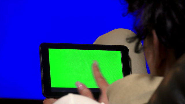 Designer business woman using Digital Tablet with 