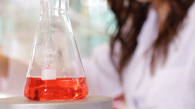 Laboratory liquid in measuring cylinder