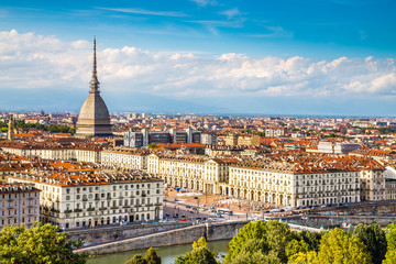 View of Turin centre with Mole Antonelliana-Italy - obrazy, fototapety, plakaty