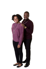 Portrait of 2 siblings or friends isolated on white