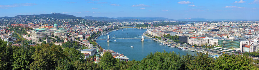 Fototapeta na wymiar Panorama of Budapest, view from Gellert Hill, Hungary