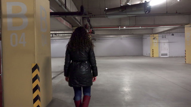 Robber follow fashion girl walking in underground 