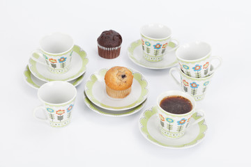 coffee cup set  on white background