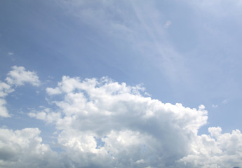 The vast blue sky and clouds sky.