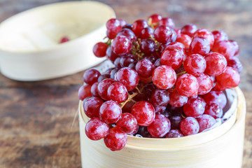 Grapes on wooden