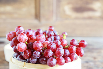 Grapes on wooden