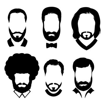 silhouettes of men with beard different styles