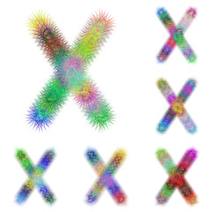 Happy colorful fractal font set - letter X