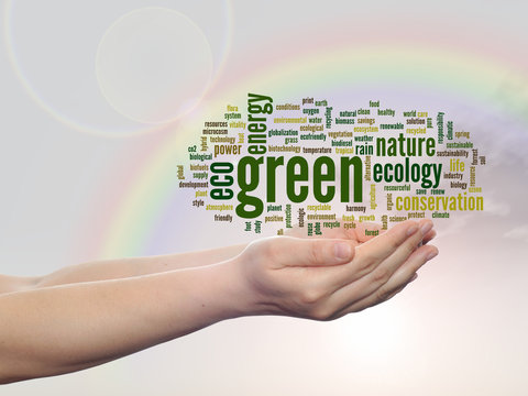 Conceptual green ecology word cloud