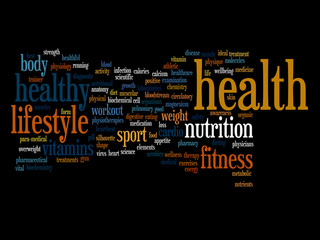 Conceptual health word cloud isolated