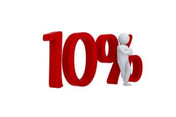 Cool 3d human leaning on a 10%