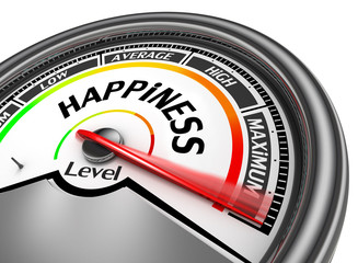 Happiness level conceptual meter indicate maximum