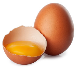 brown broken egg isolated on white