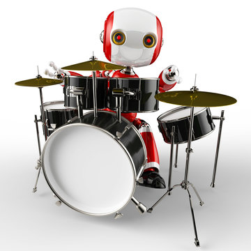 cute robot drummer