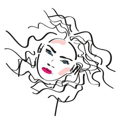 twarz kobiety szkic wektor © Rzoog