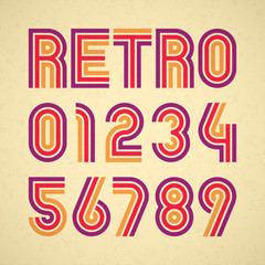 Retro style alphabet numbers