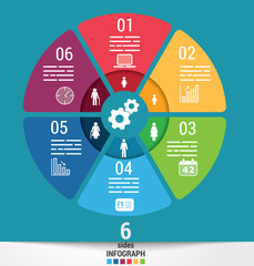 Six sides infographic template