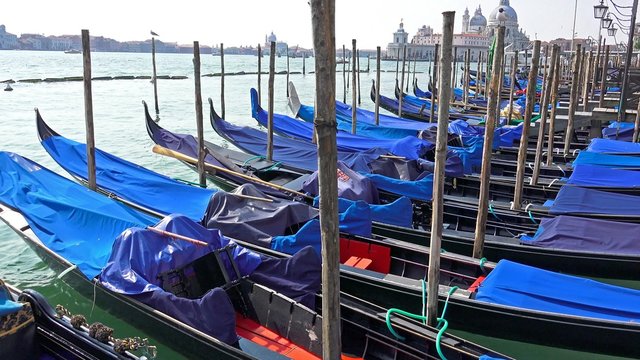 Amazing scenery with Gondolas in Venice, Italy 