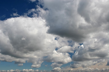 blue sky with big clouds closeup