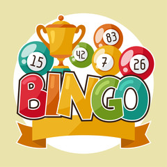 Bingo or lottery retro game illustration with and award