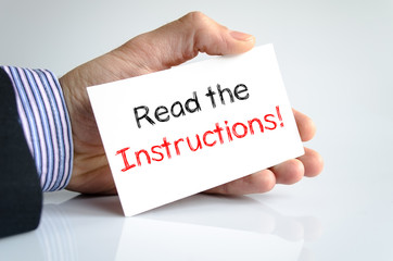 Read the instructions text concept