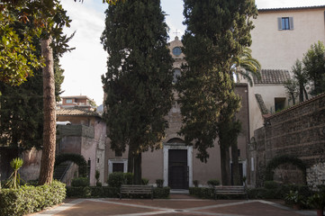 the courtyard of santa costanza church,rome