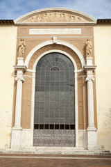 Fototapeta na wymiar santa costanza church,window glass,rome,italy