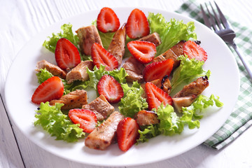 Chicken salad and strawberries
