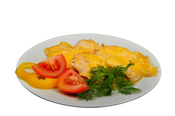 Baked chicken with tomatoes and cheese