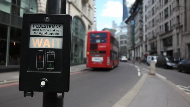 London street view with buses