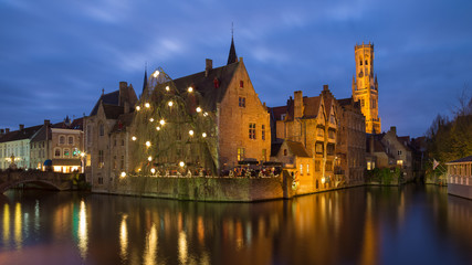 Fototapeta na wymiar The Burg of Bruges at blue hour, Belgium
