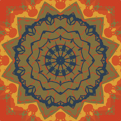 Brown star. Seamless abstract background with round lace pattern.