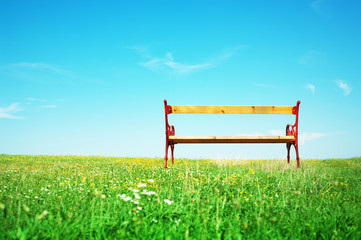 Fototapeta premium Bench on the field.