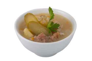 pickle soup, pickles and parsley