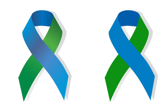 Blue and Green Awareness Ribbon