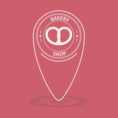 Flat simple map pointer of bakery shop
