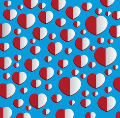 love red and white hearts on blue Print