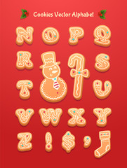 Christmas gingerbread cookies alphabet.