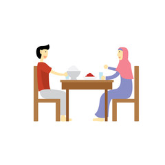 Family Eating Together Cartoon