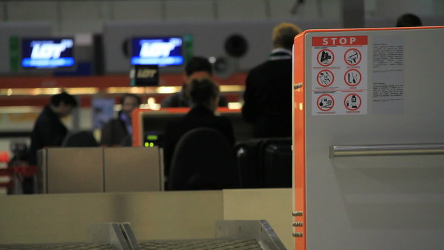 Airport security check / stop sign