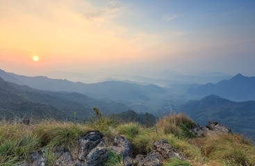 Fototapeta premium Summer landscape in the mountains during sunrise