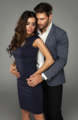 Romantic couple touching each other