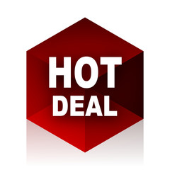 hot deal red cube 3d modern design icon on white background
