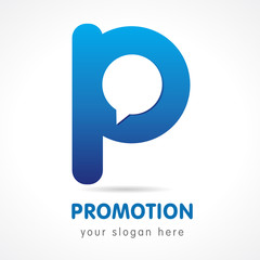 Promotion P logo. Abstract letter P logo design template with a bubble inside