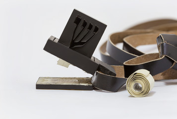 Tefillin manufacturing process. Leather © natushm