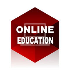 online education red cube 3d modern design icon on white background