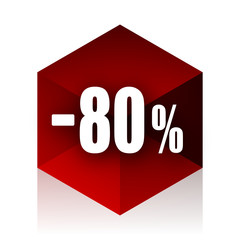 80 percent sale retail red cube 3d modern design icon on white background